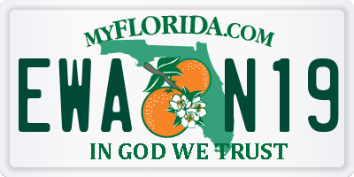 FL license plate EWAN19
