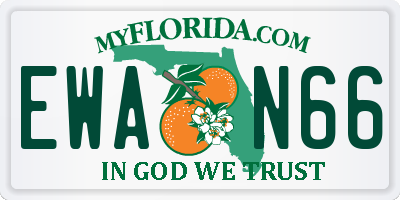FL license plate EWAN66