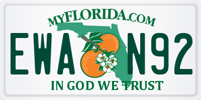 FL license plate EWAN92