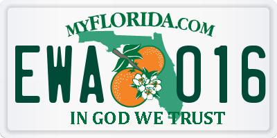 FL license plate EWAO16