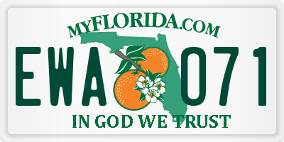 FL license plate EWAO71