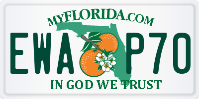 FL license plate EWAP70
