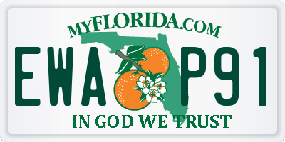FL license plate EWAP91