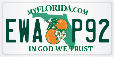 FL license plate EWAP92