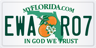 FL license plate EWAR07