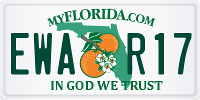 FL license plate EWAR17