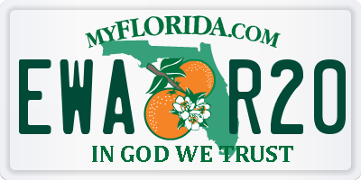 FL license plate EWAR20