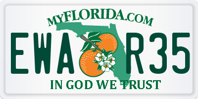 FL license plate EWAR35