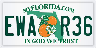 FL license plate EWAR36