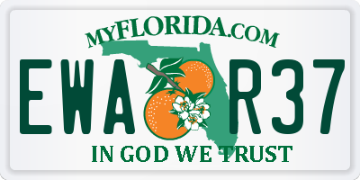 FL license plate EWAR37