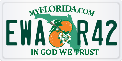 FL license plate EWAR42