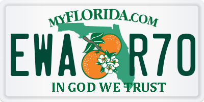 FL license plate EWAR70