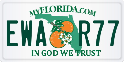FL license plate EWAR77