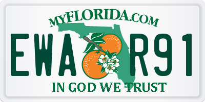 FL license plate EWAR91
