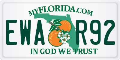 FL license plate EWAR92