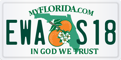 FL license plate EWAS18