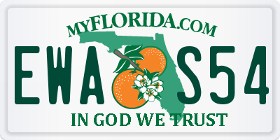 FL license plate EWAS54