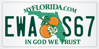FL license plate EWAS67