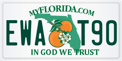 FL license plate EWAT90