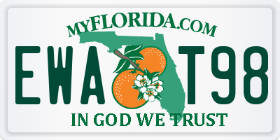 FL license plate EWAT98
