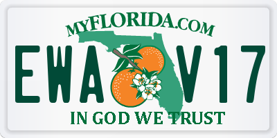 FL license plate EWAV17