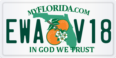 FL license plate EWAV18