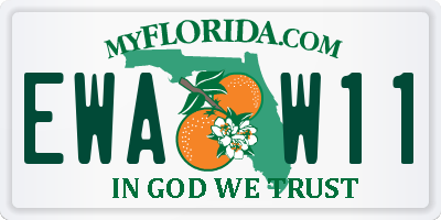 FL license plate EWAW11