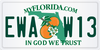 FL license plate EWAW13
