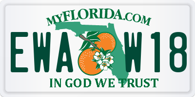 FL license plate EWAW18