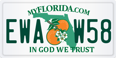 FL license plate EWAW58