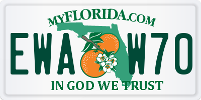 FL license plate EWAW70