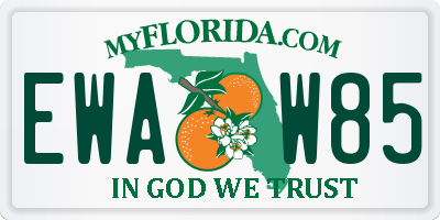 FL license plate EWAW85