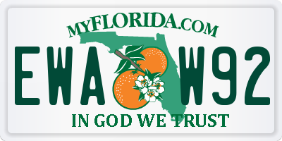 FL license plate EWAW92