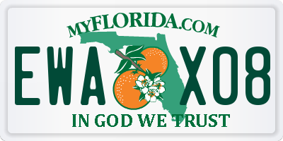 FL license plate EWAX08