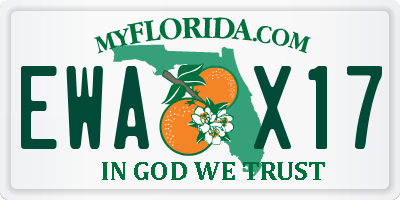 FL license plate EWAX17