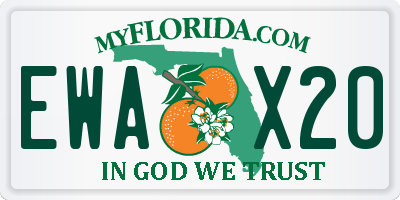FL license plate EWAX20