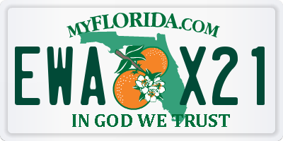 FL license plate EWAX21