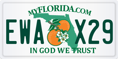 FL license plate EWAX29