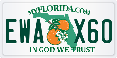 FL license plate EWAX60