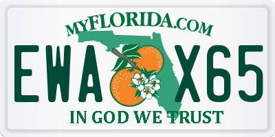FL license plate EWAX65