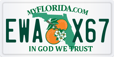 FL license plate EWAX67