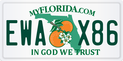 FL license plate EWAX86