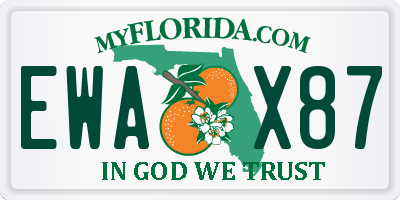 FL license plate EWAX87