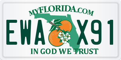 FL license plate EWAX91