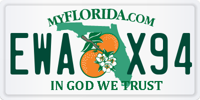 FL license plate EWAX94