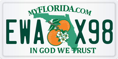 FL license plate EWAX98