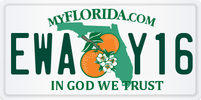 FL license plate EWAY16