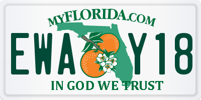 FL license plate EWAY18