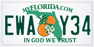 FL license plate EWAY34