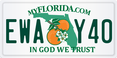 FL license plate EWAY40